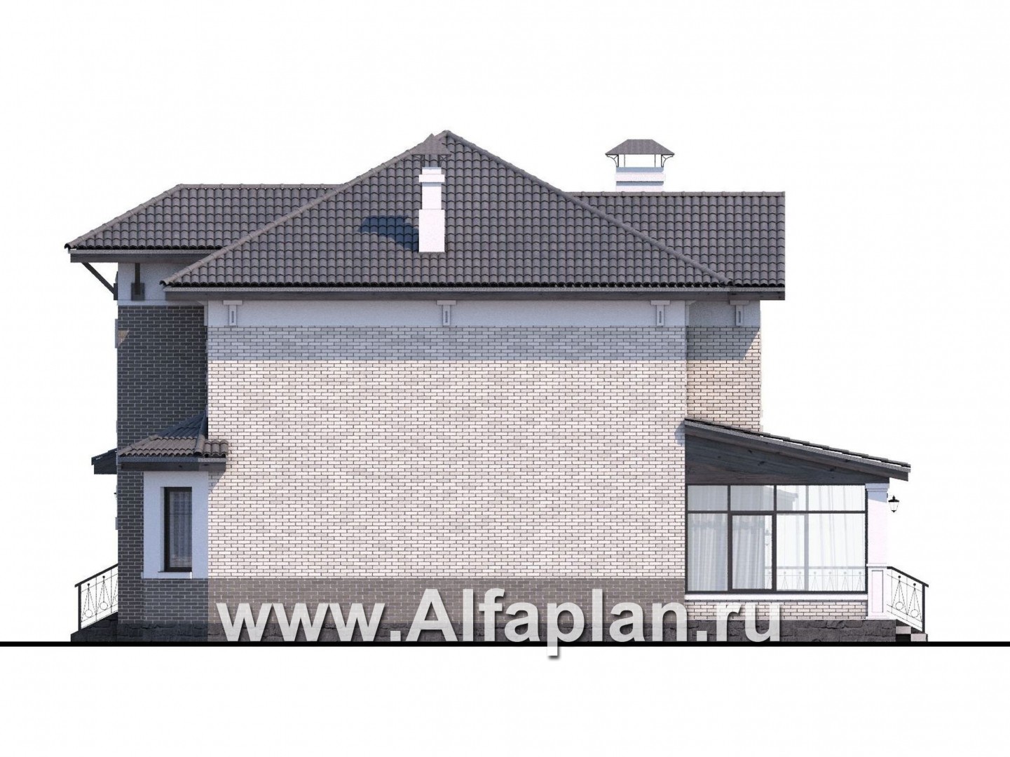 Проекты домов Альфаплан - «Амадей» - изысканный комфортный коттедж с гаражом - изображение фасада №4