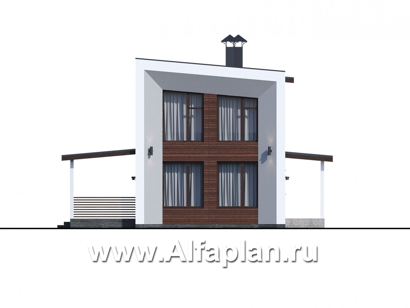 Проекты домов Альфаплан - «Сигма» - проект двухэтажного каркасного домав скандинавском стиле - изображение фасада №1
