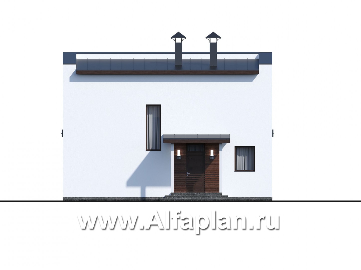 Проекты домов Альфаплан - «Сигма» - проект двухэтажного каркасного домав скандинавском стиле - изображение фасада №2