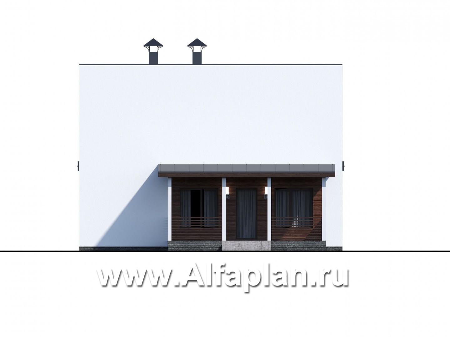 Проекты домов Альфаплан - «Сигма» - проект двухэтажного каркасного домав скандинавском стиле - изображение фасада №3