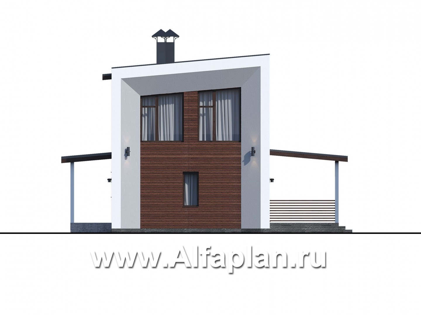 Проекты домов Альфаплан - «Сигма» - проект двухэтажного каркасного домав скандинавском стиле - изображение фасада №4