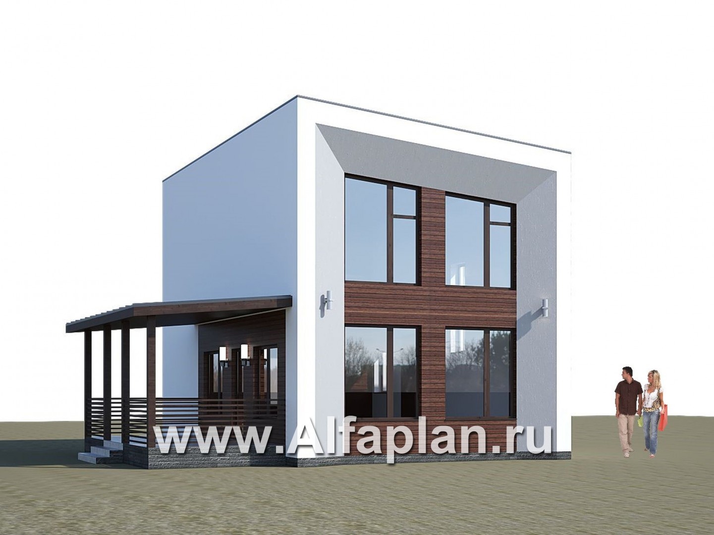 Проекты домов Альфаплан - «Сигма» - футуристичный дом в два этажа - дополнительное изображение №1