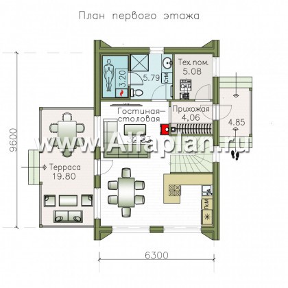 Проекты домов Альфаплан - «Сигма» - проект двухэтажного каркасного домав скандинавском стиле - превью плана проекта №1