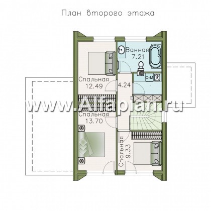 Проекты домов Альфаплан - «Сигма» - проект двухэтажного каркасного домав скандинавском стиле - превью плана проекта №2