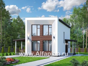 Проекты домов Альфаплан - «Сигма» - проект двухэтажного каркасного домав скандинавском стиле - превью основного изображения