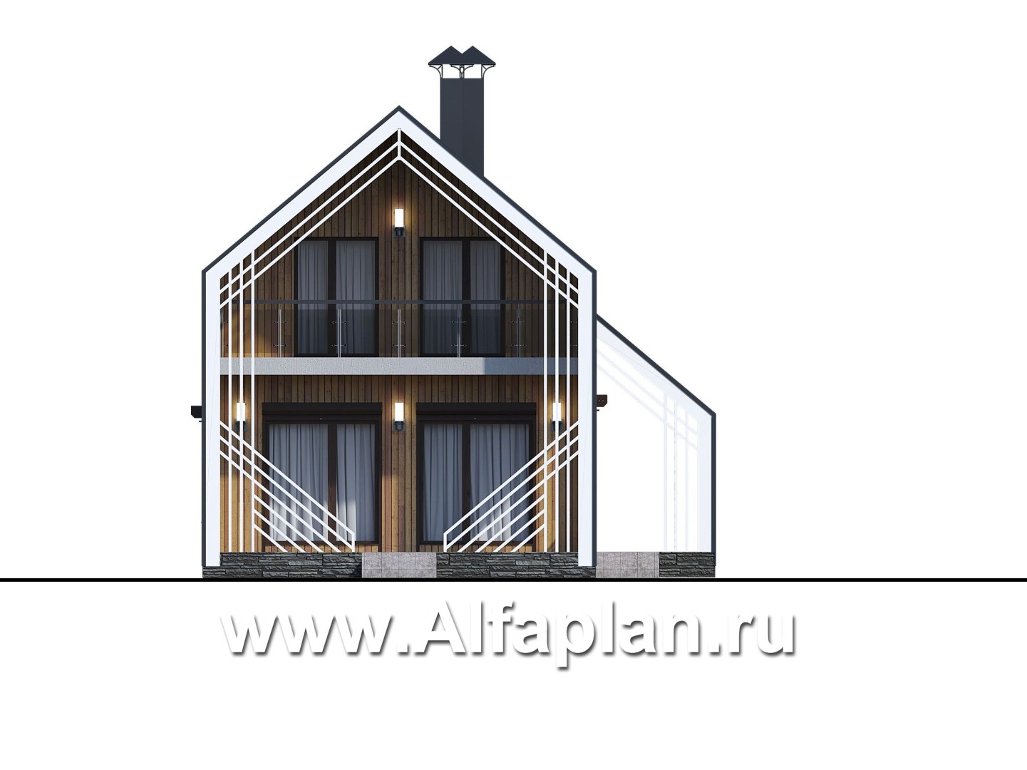 Проекты домов Альфаплан - «Тау» - эксклюзивный коттедж в современном дизайне - изображение фасада №1