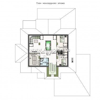 Проекты домов Альфаплан - «Демидов» - респектабельный особняк с гаражом на два автомобиля - превью плана проекта №3