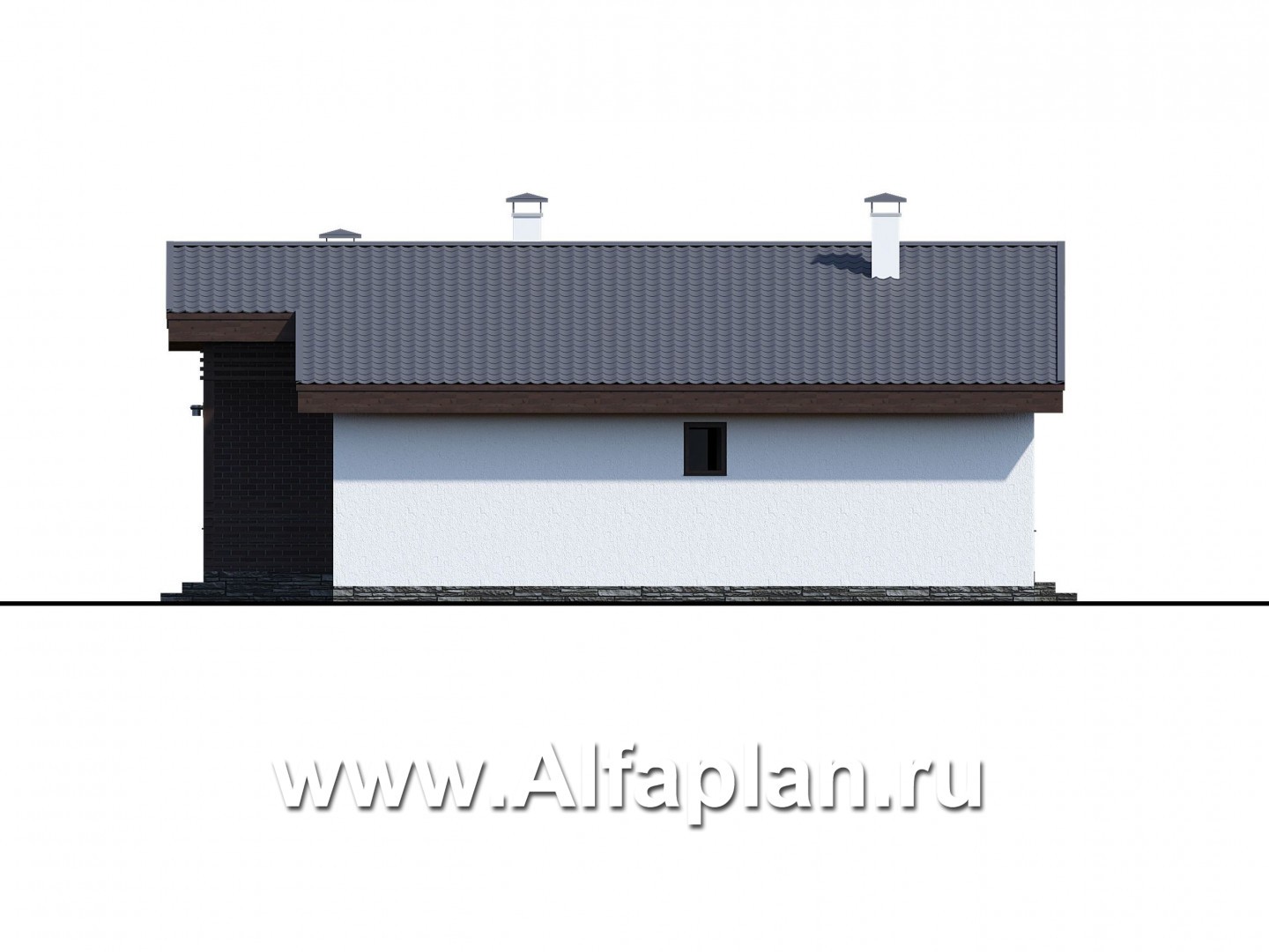 «Альфа» - проект одноэтажного дома, с сауной и с террасой в скандинавском стиле - фасад дома