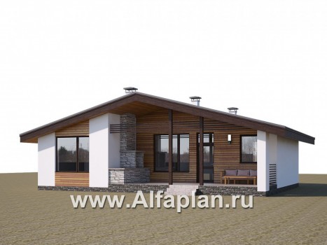 «Альфа» - проект одноэтажного дома, с сауной и с террасой в скандинавском стиле - превью дополнительного изображения №1