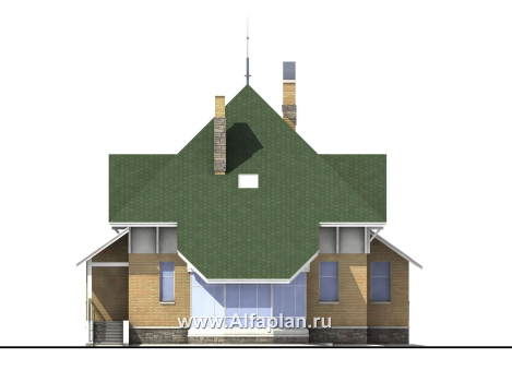 Проекты домов Альфаплан - «Петит» - проект дома с полукруглым эркером - превью фасада №4