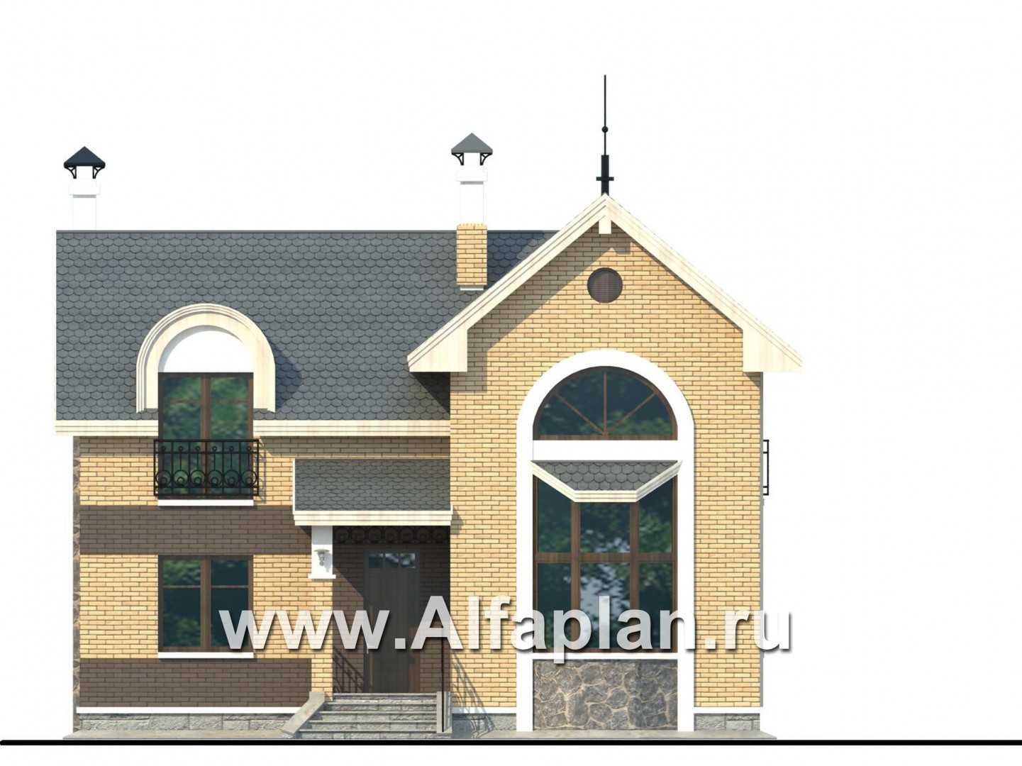 Проекты домов Альфаплан - «Фантазия» - проект дома с компактным планом для небольшого участка - изображение фасада №1