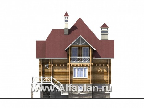 Проекты домов Альфаплан - «Транк Хаус» - деревянный дом с террасой - превью фасада №2