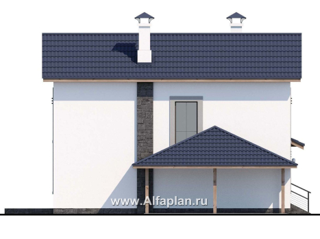 Проекты домов Альфаплан - «Каюткомпания» - экономичный дом для небольшой семьи с навесом для машины - превью фасада №3