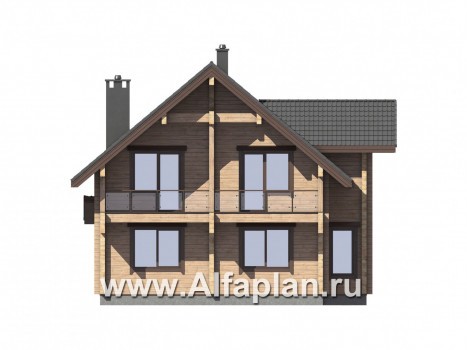Проекты домов Альфаплан - Современный дом из бруса с удобной планировкой - превью фасада №2