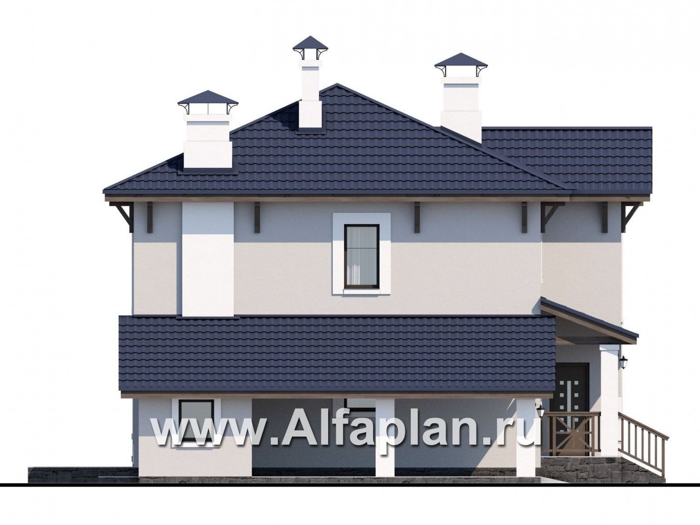 Проекты домов Альфаплан - «Смарт» - вместительный и компактный двухэтажный коттедж - изображение фасада №3