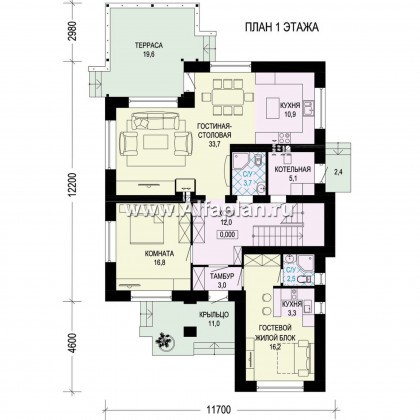 Проекты домов Альфаплан - Двухэтажный комфортный загородный дом - превью плана проекта №1