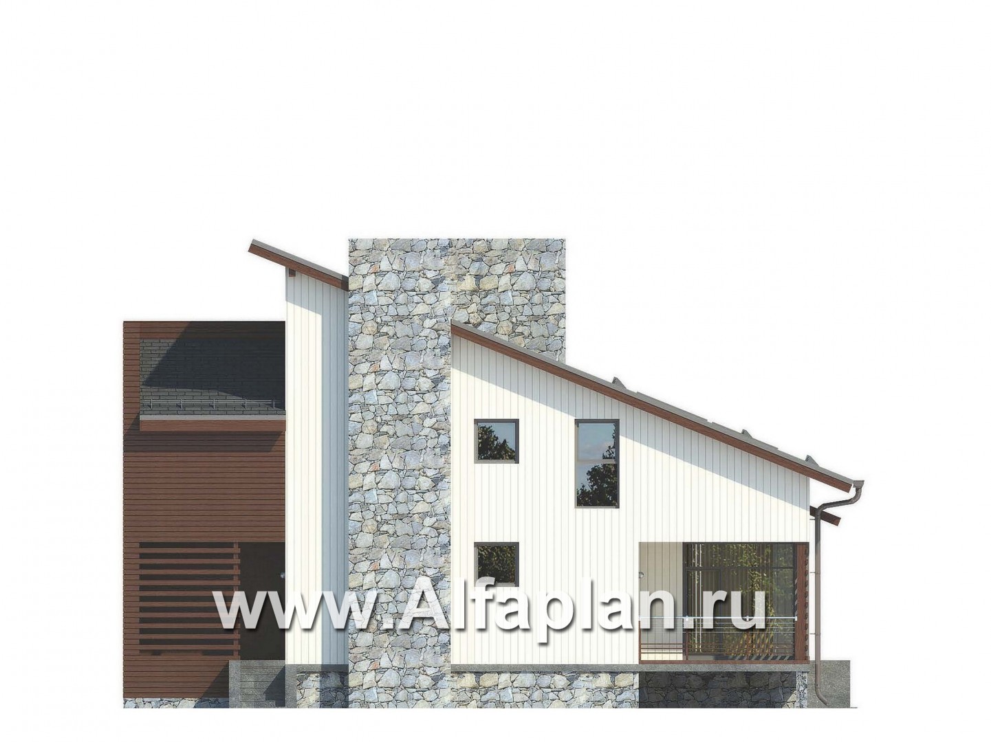 Проекты домов Альфаплан - Комфортабельный загородный дом - изображение фасада №3