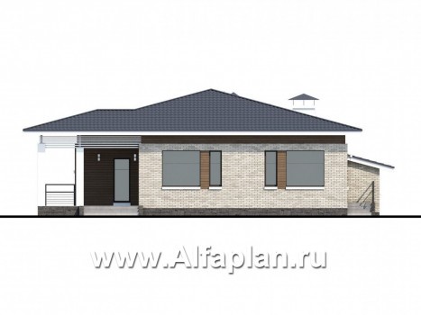 Проекты домов Альфаплан - «Днестр» - одноэтажный коттедж с бильярдной и сауной - превью фасада №4