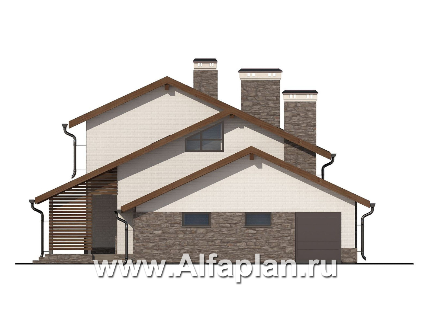 Проекты домов Альфаплан - Двухэтажный коттедж с угловым остеклением - изображение фасада №3