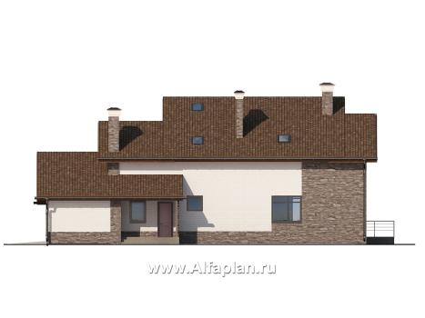 Проекты домов Альфаплан - Двухэтажный коттедж с угловым остеклением - превью фасада №4