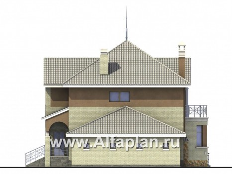 Проекты домов Альфаплан - «Уют» - коттедж с зимним садом - превью фасада №2