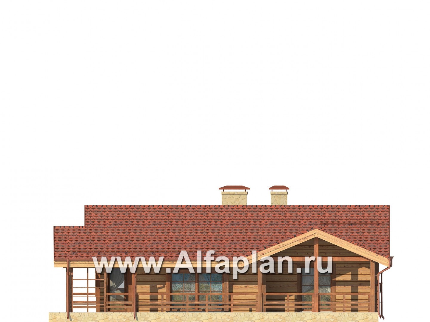 Проекты домов Альфаплан - Комфортабельный одноэтажный дом из бруса - изображение фасада №2