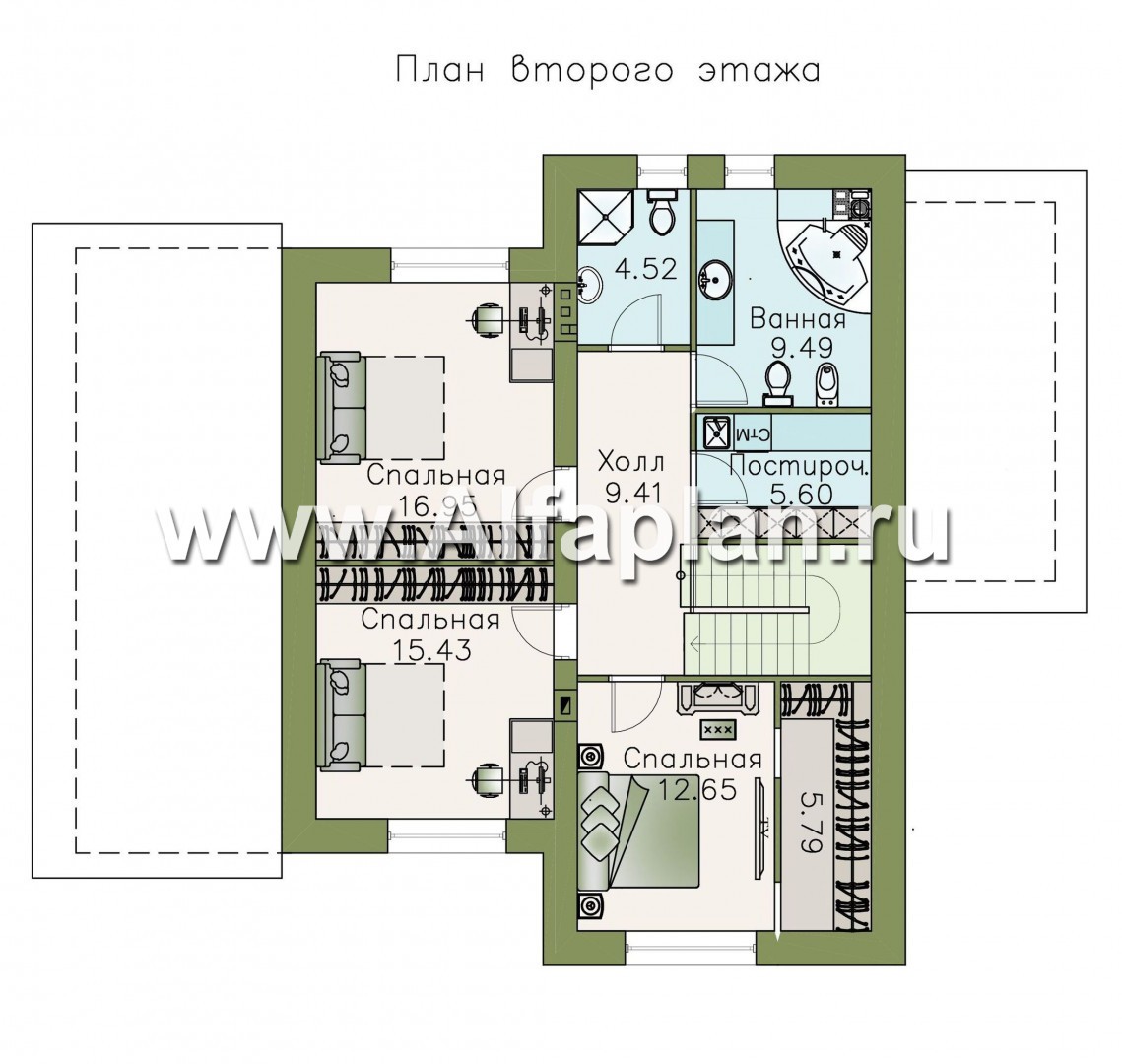 Проекты домов Альфаплан - «Счастье рядом» - современный дом с комфортной планировкой - план проекта №2