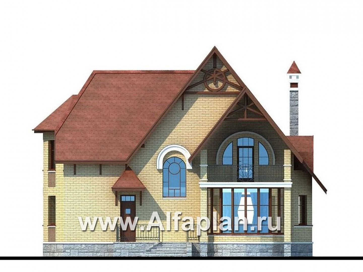 Проекты домов Альфаплан - «Консул» - изящный дом для солидных людей - изображение фасада №4