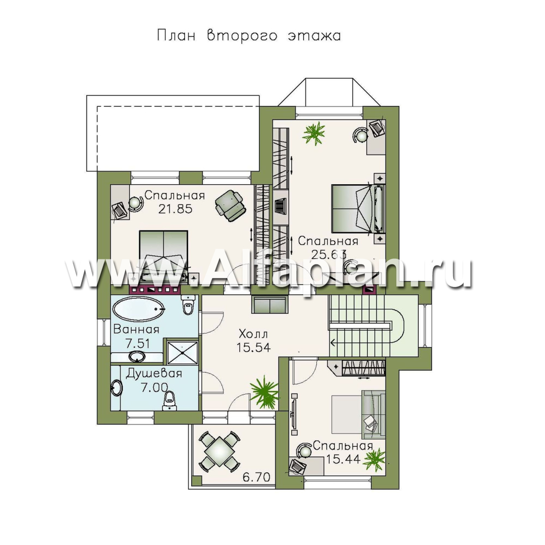 Проекты домов Альфаплан - «Репутация» - дом с аристократическими фасадами - план проекта №2