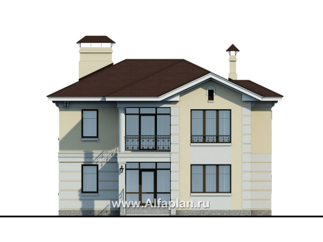 Проекты домов Альфаплан - «Репутация» - дом в английском стиле с комфортной планировкой - превью фасада №1