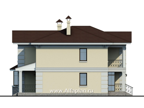 Проекты домов Альфаплан - «Репутация» - дом в английском стиле с комфортной планировкой - превью фасада №3