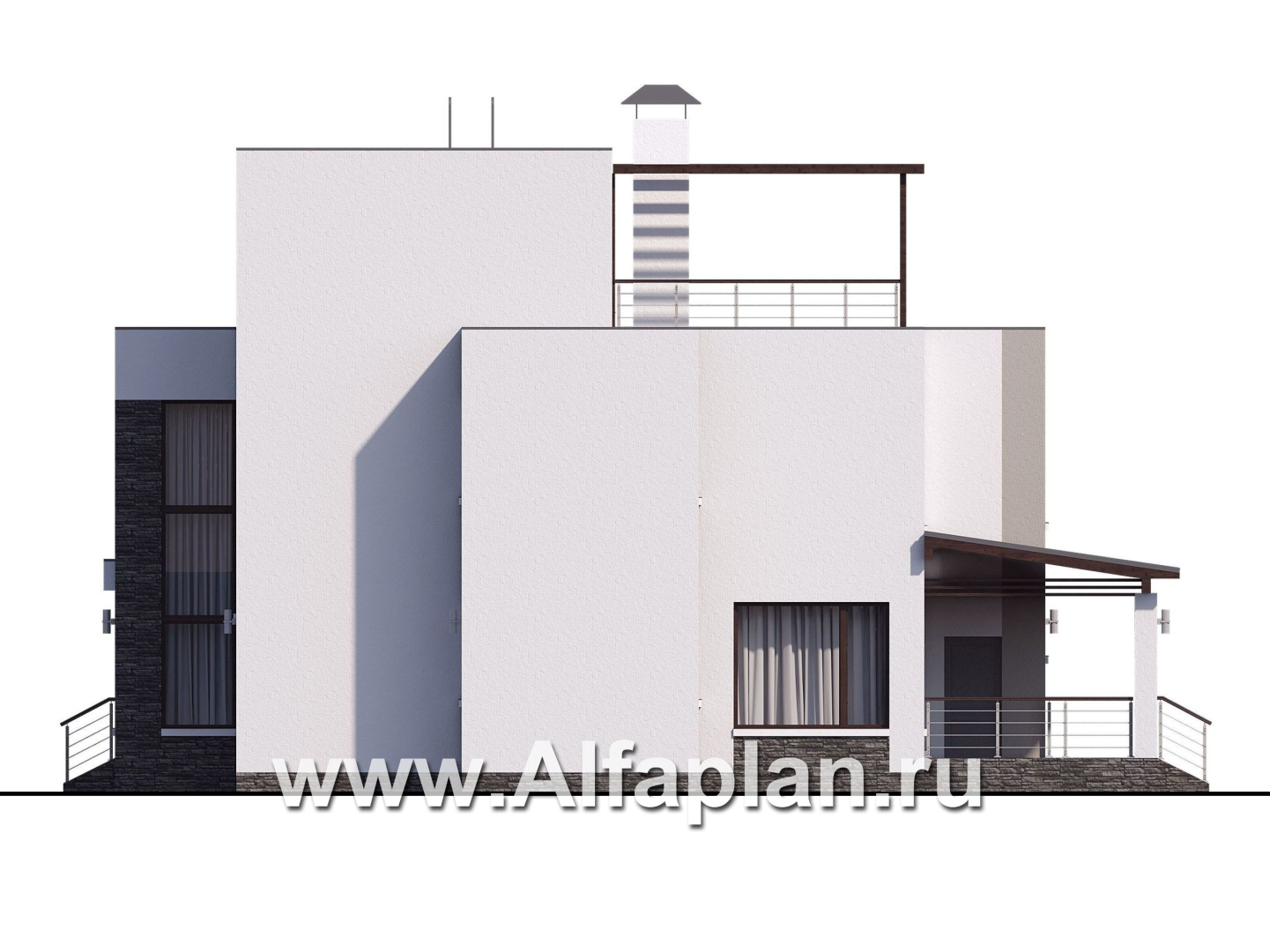Проекты домов Альфаплан - « Альстер» — трехэтажный коттедж с эксплуатируемой кровлей - изображение фасада №2