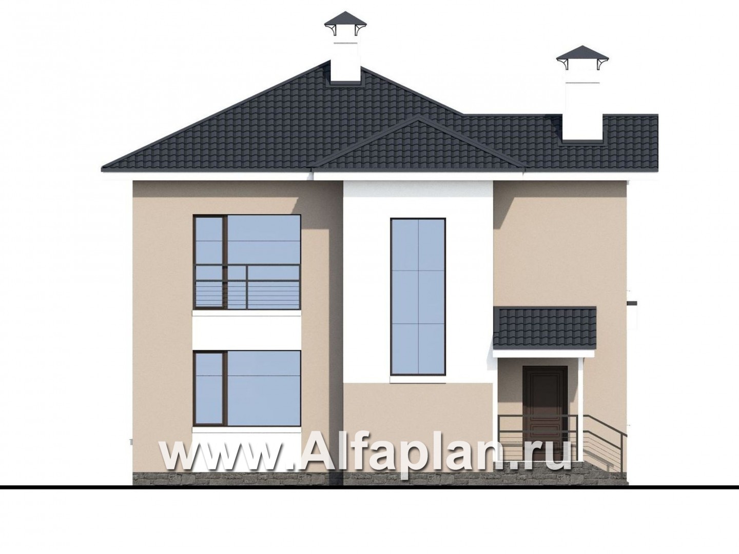 Проекты домов Альфаплан - «Знаменка» - удобный и компактный коттедж в современном стиле - изображение фасада №4