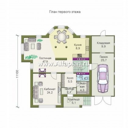 Проекты домов Альфаплан - «Принцесса на горошине»  - представительный трехэтажный особняк - превью плана проекта №2
