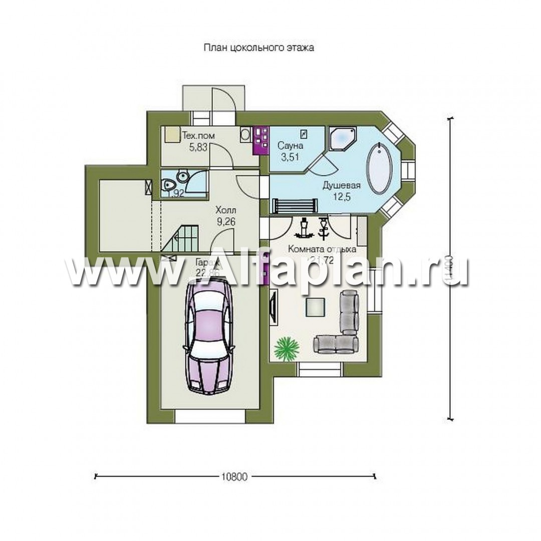Проекты домов Альфаплан - «Корвет» - трехэтажный коттедж с гаражом - изображение плана проекта №1
