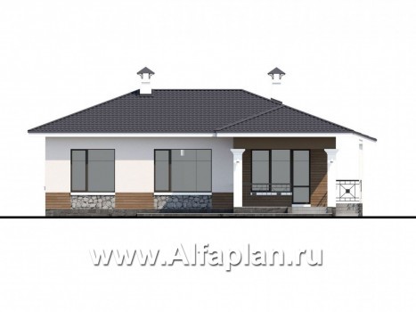 Проекты домов Альфаплан - "Новый свет" - проект одноэтажного дома для небольшой семьи - превью фасада №4