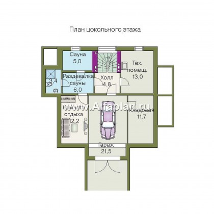 Проекты домов Альфаплан - «Дом светлячка» - трехэтажный дом с мансардой - превью плана проекта №1