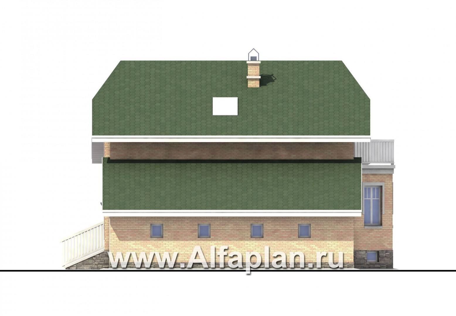Проекты домов Альфаплан - «Стиль»  - экономичный коттедж с подвалом - изображение фасада №2