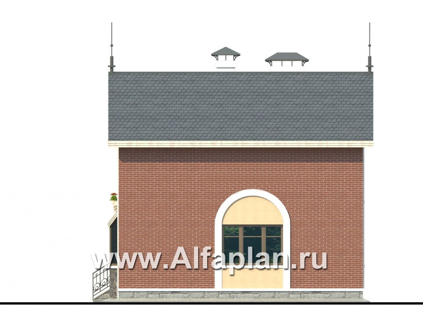 «Фантазия» - красивый проект двухэтажного дома дома , с эркером и с террасой - фасад дома