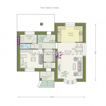 Проекты домов Альфаплан - «Фантазия» - компактный дом для небольшого участка - превью плана проекта №1