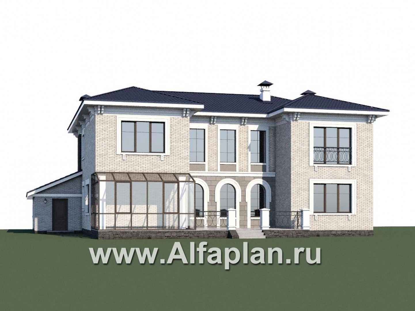 Проекты домов Альфаплан - «Меньшиков» - респектабельный особняк с гаражом - дополнительное изображение №1