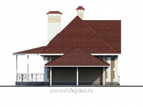 Проекты домов Альфаплан - «Летний вечер» - небольшой коттедж для загородной жизни - превью фасада №3