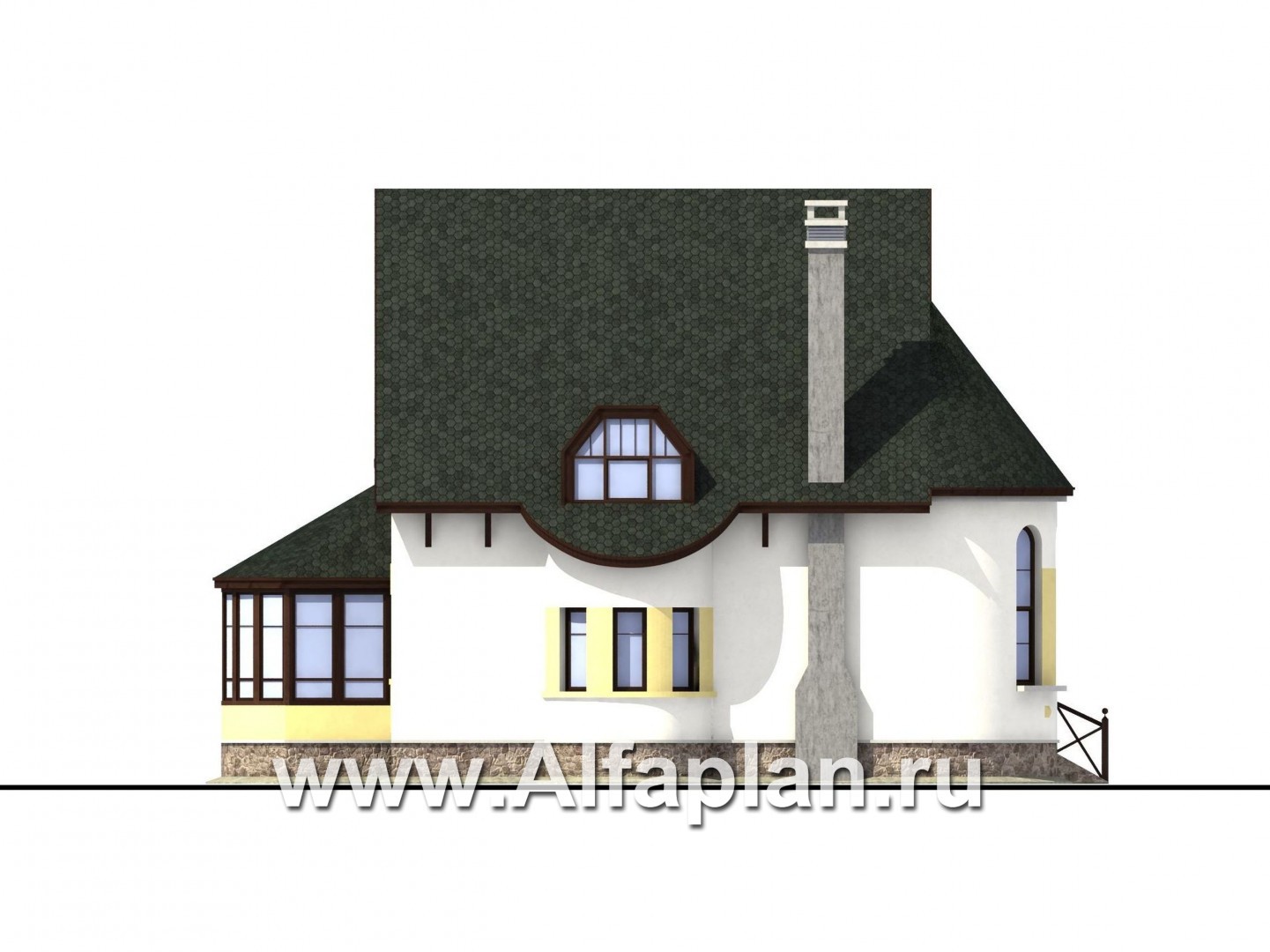 Проекты домов Альфаплан - «Онегин» - дуплекс (дом на две семьи) в стиле замка - изображение фасада №3
