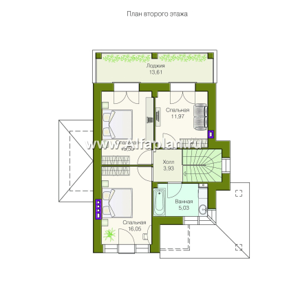 Проекты домов Альфаплан - «Оникс» - компактный двухэтажный дом для небольшого участка - превью плана проекта №2