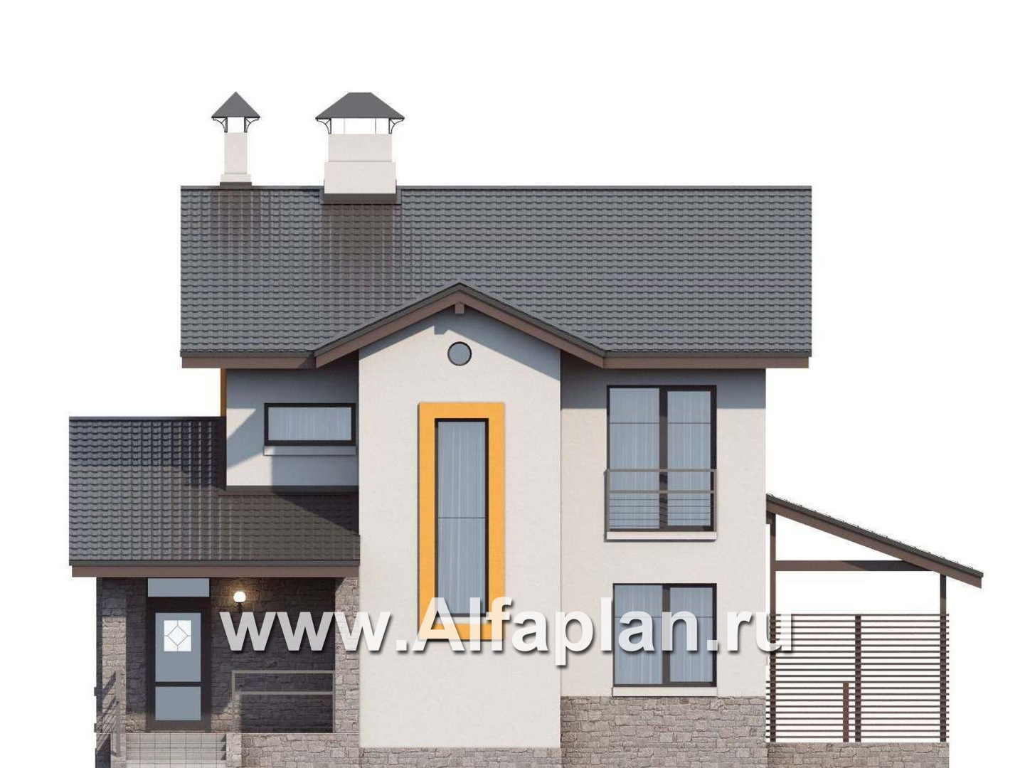 Проекты домов Альфаплан - «Скандинавия» - современный дом с удобным планом - изображение фасада №1