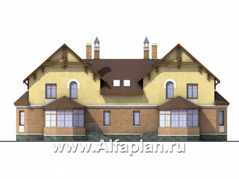 Проекты домов Альфаплан - «Поколение» - блокированный дом с эркерами - превью фасада №4