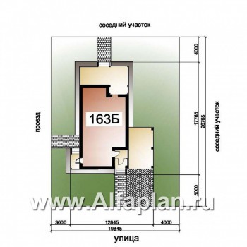 Проекты домов Альфаплан - «Гольфстрим»- компактный дом с навесом для авто - превью дополнительного изображения №1