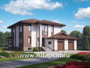 Проекты домов Альфаплан - Двухэтажный коттедж с гаражом на 2 машины - превью основного изображения