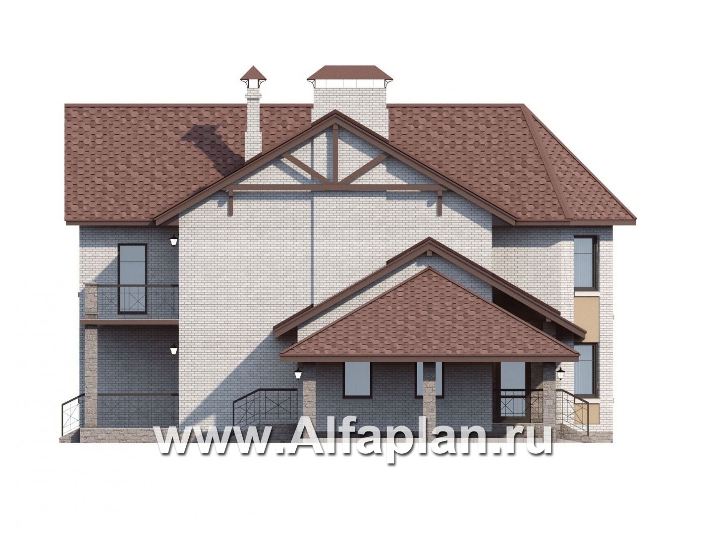 Проекты домов Альфаплан - «Чистые пруды»- компактный дом с гаражом - изображение фасада №3