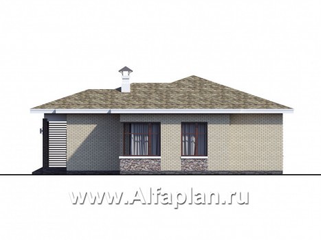 Проекты домов Альфаплан - Проект одноэтажного дома с угловыми окнами - превью фасада №2